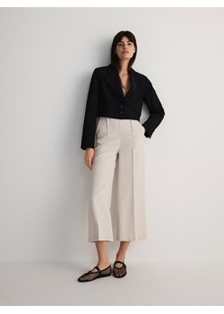 Reserved - Spodnie culotte z wiskozą - beżowy ze sklepu Reserved w kategorii Spodnie damskie - zdjęcie 172363880