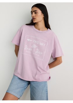 Reserved - T-shirt regular z nadrukiem - pastelowy róż ze sklepu Reserved w kategorii Bluzki damskie - zdjęcie 172364164