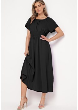 Czarna Sukienka z Krótkim Rękawem i Gumką w Pasie Oilleria ze sklepu Born2be Odzież w kategorii Sukienki - zdjęcie 172364753