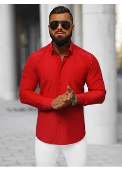 Koszula męska czerwona OZONEE O/V107 ze sklepu ozonee.pl w kategorii Koszule męskie - zdjęcie 172366410
