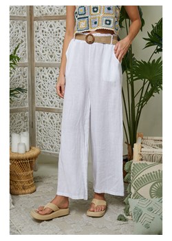 Lin Passion Lniane spodnie w kolorze białym ze sklepu Limango Polska w kategorii Spodnie damskie - zdjęcie 172369464