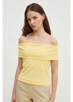 Lauren Ralph Lauren bluzka damska kolor żółty gładka ze sklepu ANSWEAR.com w kategorii Bluzki damskie - zdjęcie 172371413
