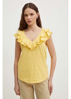 Lauren Ralph Lauren t-shirt bawełniany damski kolor żółty ze sklepu ANSWEAR.com w kategorii Bluzki damskie - zdjęcie 172371494