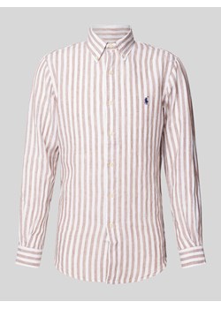 Koszula lniana o kroju custom fit ze wzorem w paski ze sklepu Peek&Cloppenburg  w kategorii Koszule męskie - zdjęcie 172372423