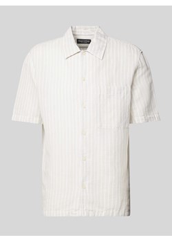 Koszula lniana o kroju regular fit ze wzorem w paski ze sklepu Peek&Cloppenburg  w kategorii Koszule męskie - zdjęcie 172372481