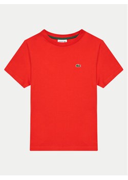 Lacoste T-Shirt TJ1122 Czerwony Regular Fit ze sklepu MODIVO w kategorii T-shirty chłopięce - zdjęcie 172375031