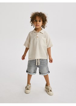 Reserved - T-shirt oversize z lnem - złamana biel ze sklepu Reserved w kategorii T-shirty chłopięce - zdjęcie 172378123