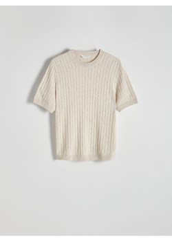 Reserved - Sweter ze strukturalnej dzianiny - beżowy ze sklepu Reserved w kategorii Swetry męskie - zdjęcie 172378352