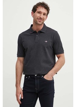 Gant polo bawełniane kolor szary gładki ze sklepu ANSWEAR.com w kategorii T-shirty męskie - zdjęcie 172378674