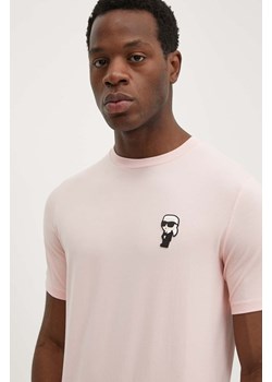 Karl Lagerfeld t-shirt męski kolor różowy z aplikacją 542221.755027 ze sklepu ANSWEAR.com w kategorii T-shirty męskie - zdjęcie 172378733