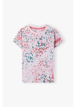 Bawełniany t-shirt z kolorowym nadrukiem - różowy ze sklepu 5.10.15 w kategorii Bluzki dziewczęce - zdjęcie 172378794