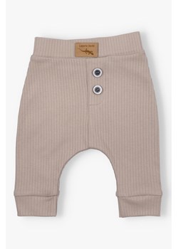 Spodnie niemowlęce z dzianiny prążkowej - brązowe - Lagarto Verde ze sklepu 5.10.15 w kategorii Spodnie i półśpiochy - zdjęcie 172378824