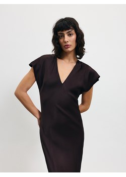 Reserved - Sukienka z wiskozy - ciemnobrązowy ze sklepu Reserved w kategorii Sukienki - zdjęcie 172379390