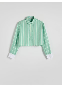 Reserved - Krótka koszula z lyocellem - jasnozielony ze sklepu Reserved w kategorii Koszule damskie - zdjęcie 172380492