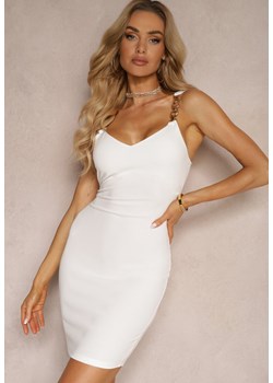 Biała Sukienka Mini z Metalową Ozdobą na Ramiączkach Alexandrea ze sklepu Renee odzież w kategorii Sukienki - zdjęcie 172381021