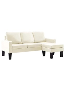 3-osobowa sofa z ekoskóry z podnóżkiem kremowa - Lencor 4Q ze sklepu Edinos.pl w kategorii Sofy i kanapy - zdjęcie 172381253