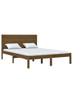 Drewniane łóżko małżeńskie miodowy brąz 140x200 - Gunar 5X ze sklepu Edinos.pl w kategorii Łóżka i materace - zdjęcie 172381783