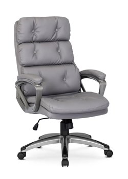 Szary ergonomiczny fotel gabinetowy z ekoskóry - Biso 3X ze sklepu Edinos.pl w kategorii Krzesła do biurka - zdjęcie 172381802