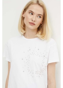Sisley t-shirt bawełniany damski kolor biały ze sklepu ANSWEAR.com w kategorii Bluzki damskie - zdjęcie 172382752
