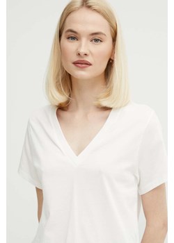 Sisley t-shirt bawełniany damski kolor beżowy ze sklepu ANSWEAR.com w kategorii Bluzki damskie - zdjęcie 172382762