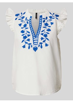 Bluzka z rękawami z falbaną model ‘VACATION’ ze sklepu Peek&Cloppenburg  w kategorii Bluzki damskie - zdjęcie 172383024