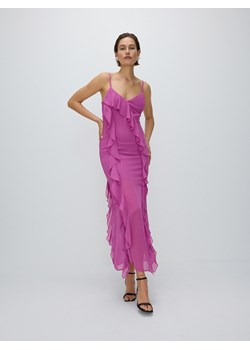 Reserved - Sukienka maxi z falbanami - fuksja ze sklepu Reserved w kategorii Sukienki - zdjęcie 172385040