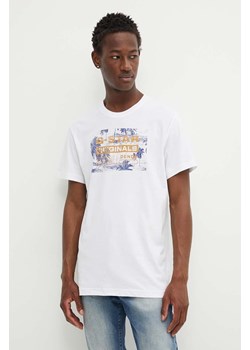 G-Star Raw t-shirt bawełniany męski kolor biały z nadrukiem D24682-C506 ze sklepu ANSWEAR.com w kategorii T-shirty męskie - zdjęcie 172386073