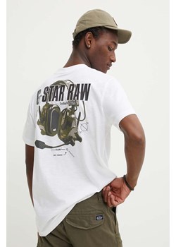 G-Star Raw t-shirt bawełniany męski kolor biały z nadrukiem D24687-C372 ze sklepu ANSWEAR.com w kategorii T-shirty męskie - zdjęcie 172386083