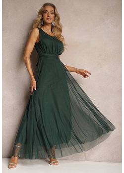 Zielona Koktajlowa Sukienka z Tiulowym Dołem Bez Rękawów Elastar ze sklepu Renee odzież w kategorii Sukienki - zdjęcie 172386893