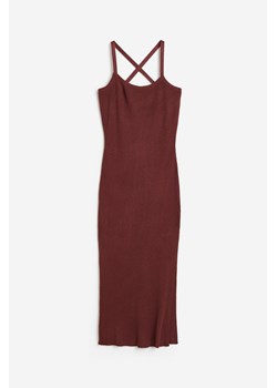 H & M - Dzianinowa sukienka z odkrytymi plecami - Czerwony ze sklepu H&M w kategorii Sukienki - zdjęcie 172387050