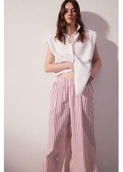 H & M - Szerokie spodnie bawełniane - Czerwony ze sklepu H&M w kategorii Spodnie damskie - zdjęcie 172387073