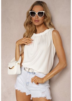 Biały Koszulka Top bez Rękawów z Gumką przy Dekolcie Dimory ze sklepu Renee odzież w kategorii Bluzki damskie - zdjęcie 172388142