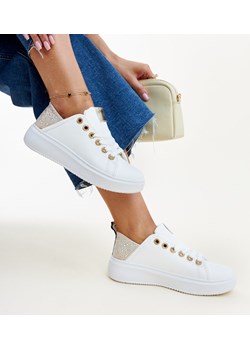 Biało-beżowe sneakersy z cyrkoniami Antonietta ze sklepu gemre w kategorii Trampki damskie - zdjęcie 172388324