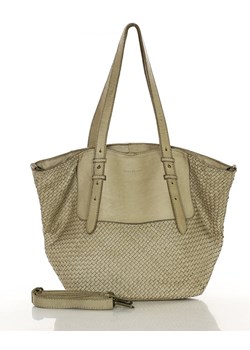 Shopperka torebka skórzana pleciona dwustronna - MARCO MAZZINI beż ze sklepu Verostilo w kategorii Torby Shopper bag - zdjęcie 172391502