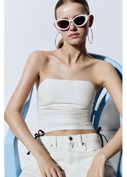 H & M - Marszczony top gorsetowy - Biały ze sklepu H&M w kategorii Bluzki damskie - zdjęcie 172393314