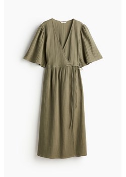 H & M - Kopertowa sukienka muślinowa - Zielony ze sklepu H&M w kategorii Sukienki - zdjęcie 172393372