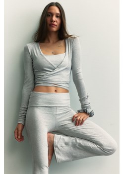 H & M - Bawełniane legginsy z odwijaną talią - Szary ze sklepu H&M w kategorii Spodnie damskie - zdjęcie 172393421