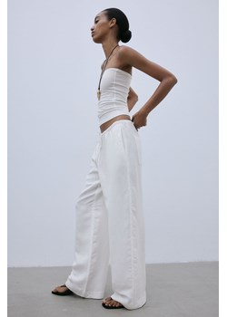 H & M - Spodnie z domieszką lnu - Biały ze sklepu H&M w kategorii Spodnie damskie - zdjęcie 172393434