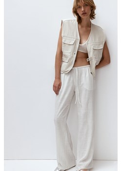 H & M - Spodnie bez zapięcia z domieszką lnu - Biały ze sklepu H&M w kategorii Spodnie damskie - zdjęcie 172393440
