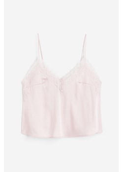 H & M - Satynowa koszulka z koronką - Różowy ze sklepu H&M w kategorii Bluzki damskie - zdjęcie 172393454