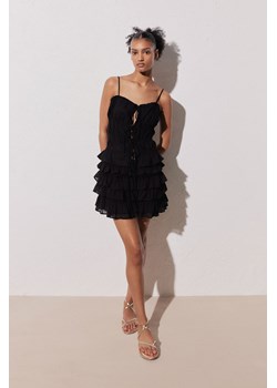 H & M - Falbaniasta bawełniana spódniczka mini - Czarny ze sklepu H&M w kategorii Spódnice - zdjęcie 172393512