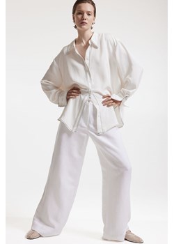 H & M - Spodnie z domieszką lnu - Biały ze sklepu H&M w kategorii Spodnie damskie - zdjęcie 172393514