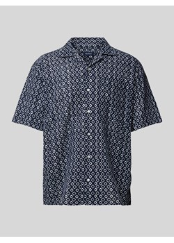 Koszula lniana o kroju tailored fit ze wzorem na całej powierzchni ze sklepu Peek&Cloppenburg  w kategorii Koszule męskie - zdjęcie 172393601