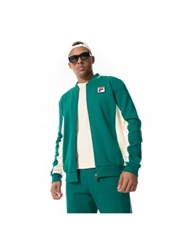 Męska bluza dresowa rozpinana bez kaptura Fila Settana track jacket - zielona ze sklepu Sportstylestory.com w kategorii Bluzy męskie - zdjęcie 172398521