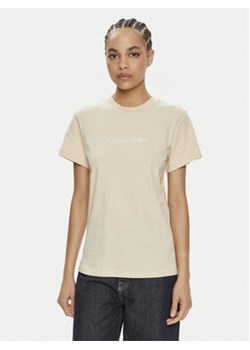 Calvin Klein T-Shirt Hero Logo K20K205448 Beżowy Regular Fit ze sklepu MODIVO w kategorii Bluzki damskie - zdjęcie 172400684