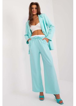 Eleganckie spodnie z podwójną talią miętowe ze sklepu 5.10.15 w kategorii Spodnie damskie - zdjęcie 172402902