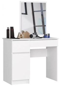 Białe biurko z toaletką z lustrem do sypialni lewostronne - Starius 4X ze sklepu Edinos.pl w kategorii Toaletki - zdjęcie 172404034