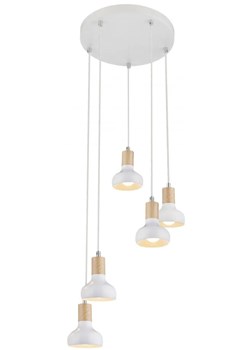 Biała metalowa lampa wisząca z 5 zwisami - K094-Mirabel ze sklepu Edinos.pl w kategorii Lampy wiszące - zdjęcie 172404091