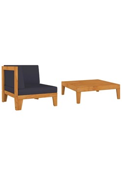 Sofa i stolik ogrodowy z drewna akacjowego z szarymi poduszkami - Arkano 3X ze sklepu Edinos.pl w kategorii Zestawy mebli ogrodowych - zdjęcie 172404350