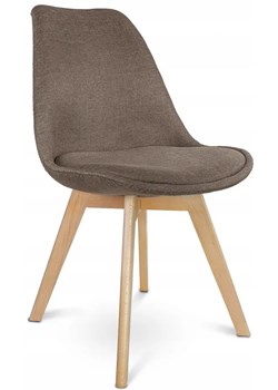 Brązowe krzesło drewniane tapicerowane do salonu - Umos ze sklepu Edinos.pl w kategorii Krzesła - zdjęcie 172404354